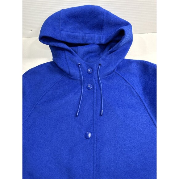 Banana Republic Double-Face Hoodie Jacket Wool Blend Voltage Blue Large Petite - Picture 7 of 9